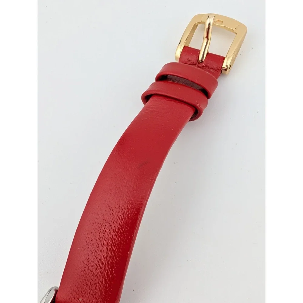 American Flag Watch Women 26mm Case‎ Red Leather Band- New Battery